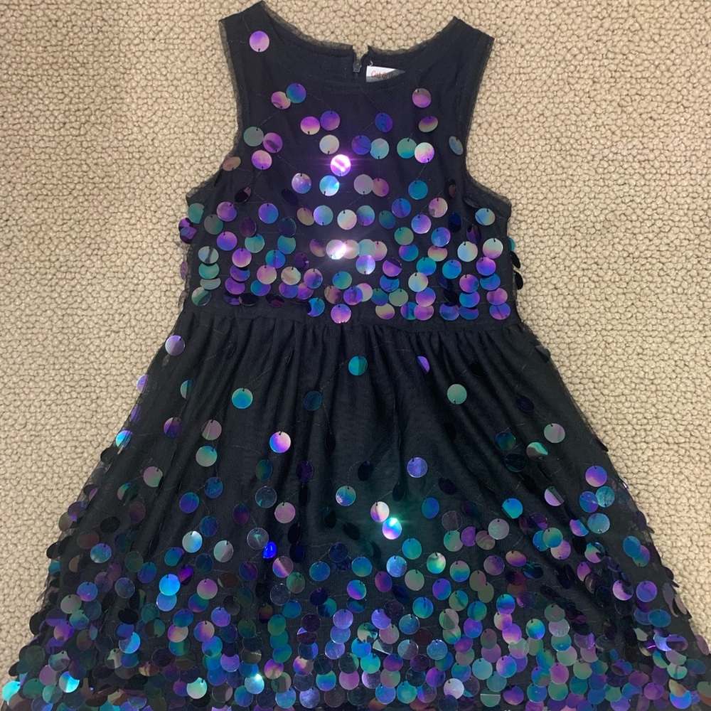 Black iridescent sequin girls dress size 7/8 by Cat and Jack.